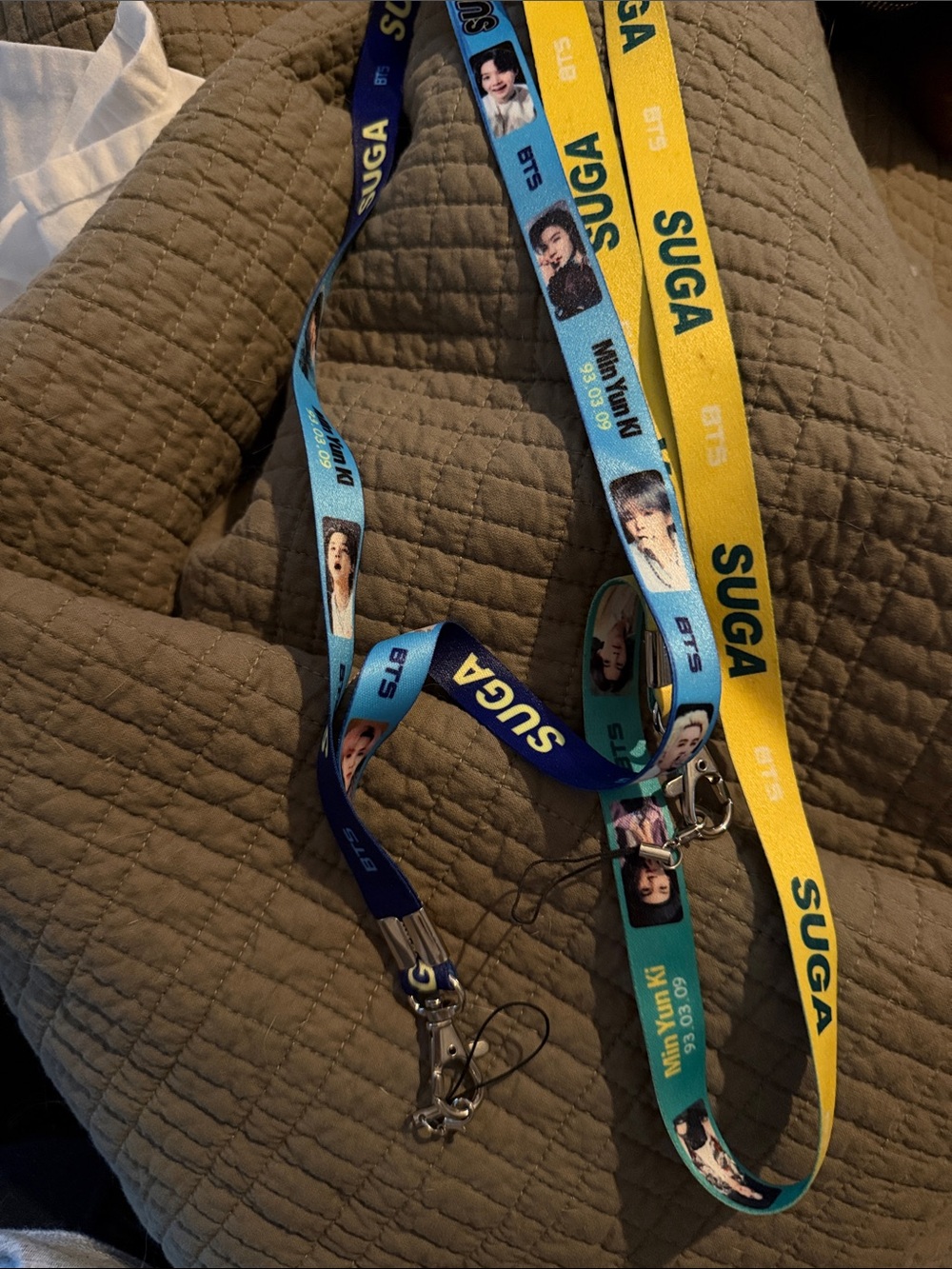 Suga BTS Yellow & Blue Lanyard